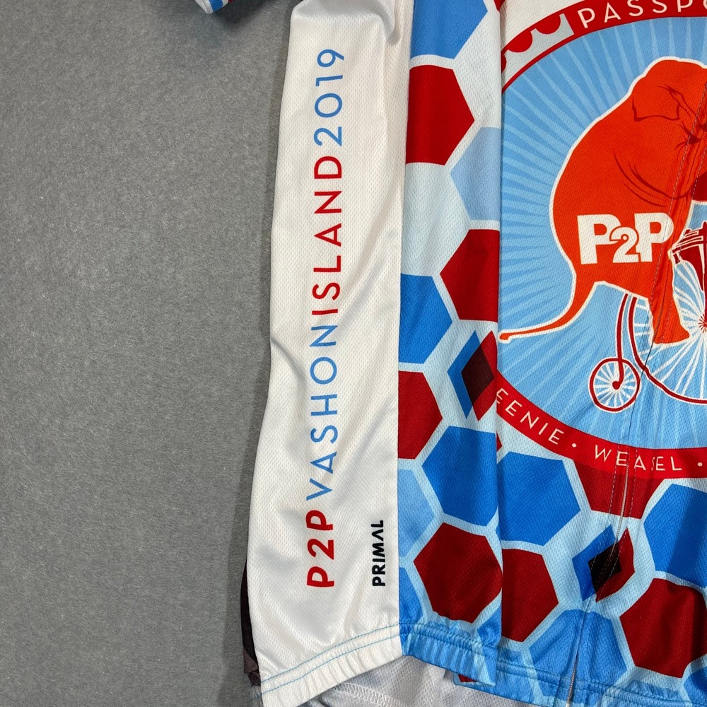 Primal Cycling Jersey Men XL White Red P2P Vashon Island 2019 Bike Race Full Zip - Picture 5 of 12